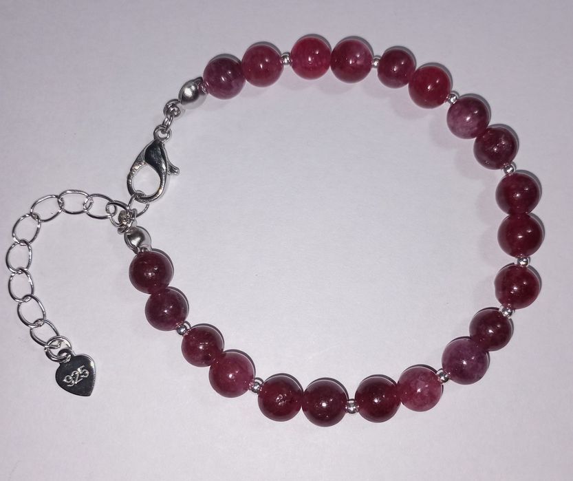 Brățară din Granat rosu și argint 925
