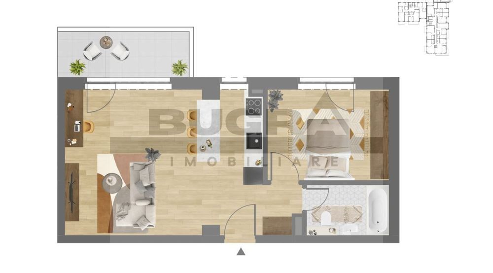 Apartament 2 camere, 54mp, balcon, garaj, zona C. Coposu