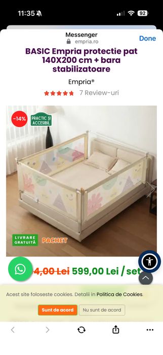 Set 3 Bariere de protectie pat 140*200