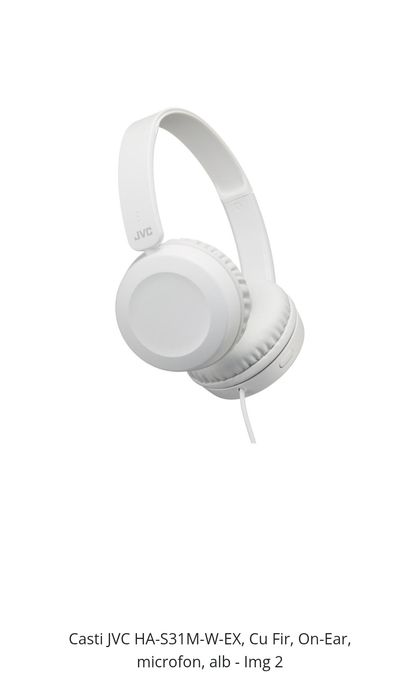 Căsti JVC HA-S31M-W-EX, Cu Fir, On-Ear, microfon, alb