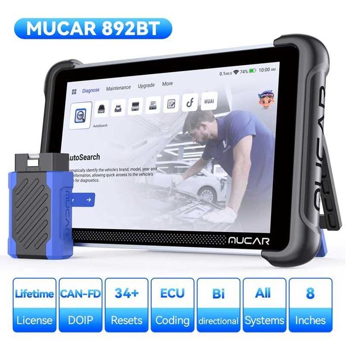 MUCAR 892BT,Автодиагностика на Български, 35 ресет,AI,Доживотен ъпдейт