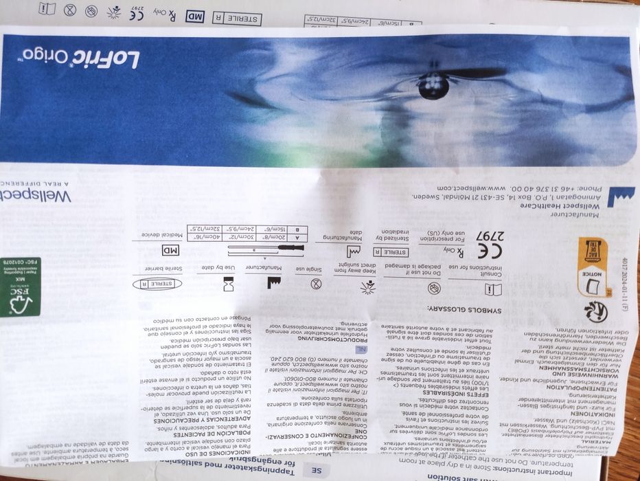30 bucati Cateter / Sonda urinara cu gel 40cm de unica folosita
