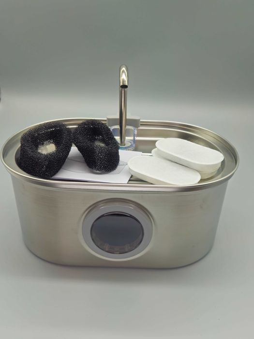 Хипоалергенен! Неръждаем фонтан за вода за домашни любимци 3.2L!Нов!