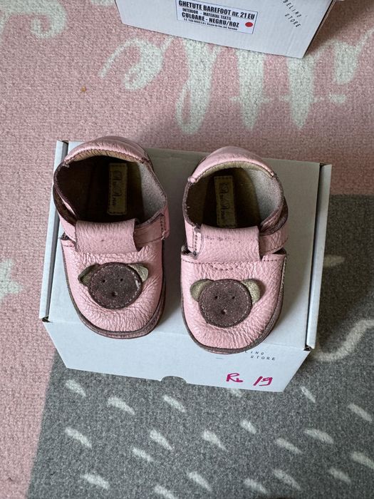 Papuci barefoot piele primii pasi bebe