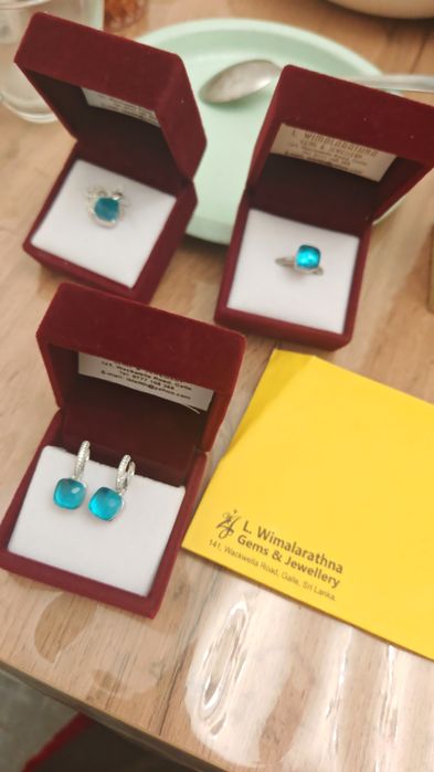 Комплект Голубой топаз с себром 925