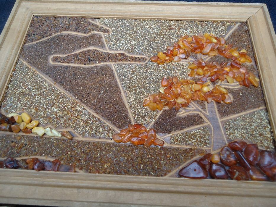 Набор триптих Картины (3 штуки ) НАТУРАЛЬНЫЙ Янтарь полностью покрытие