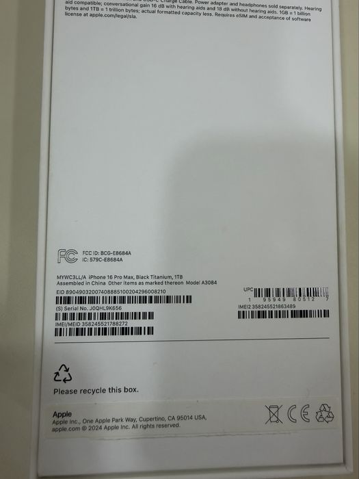 Iphone 16 pro max 1 TB esim