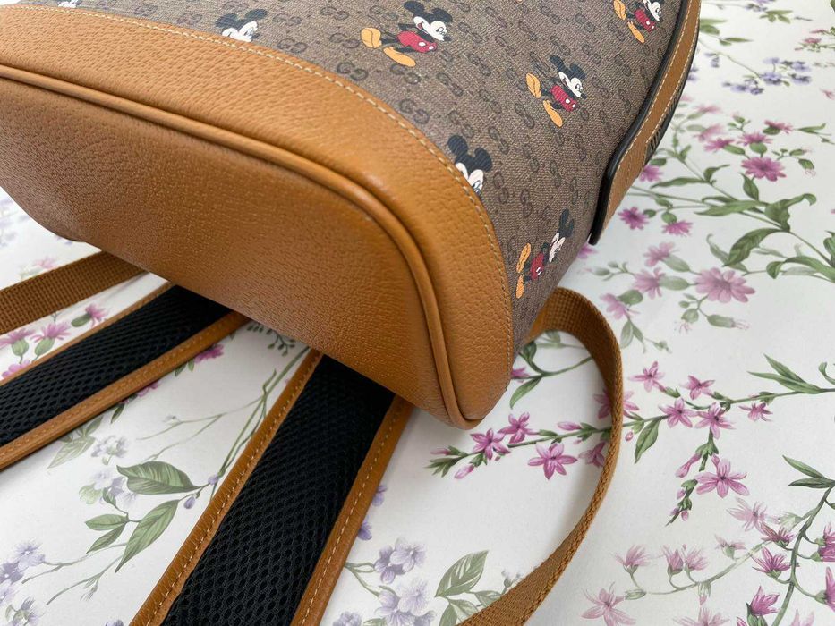 Оригинална Gucci Раница Limited Edition Gucci x Disney Mickey Mouse Гучи Кафяв Supreme Canvas