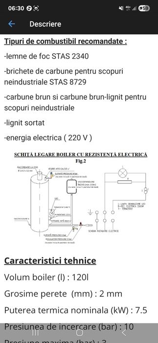 Boiler pe lemn sau curent cu focar usa fonta FM, inox, 120 l