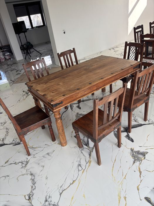 Masa cu scaune lemn 6 persoane