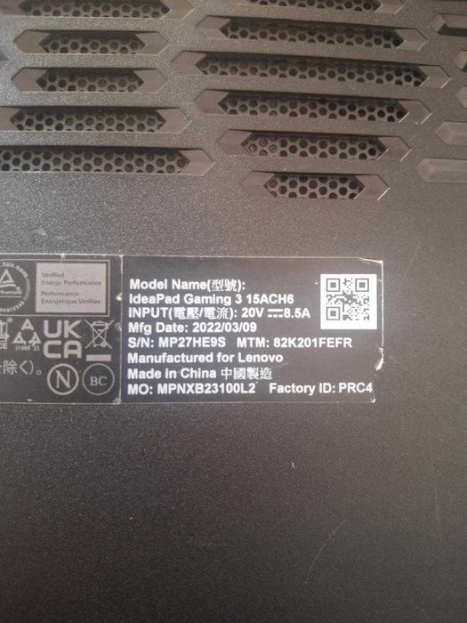 dezmembrez laptop gaming lenovo ideapad 3  15ACH6
