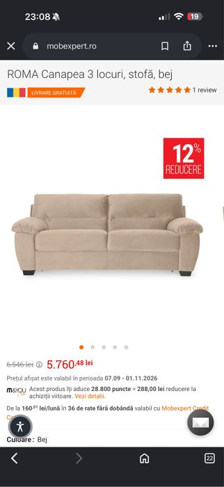 Canapea extensibila ROMA - MOBEXPERT