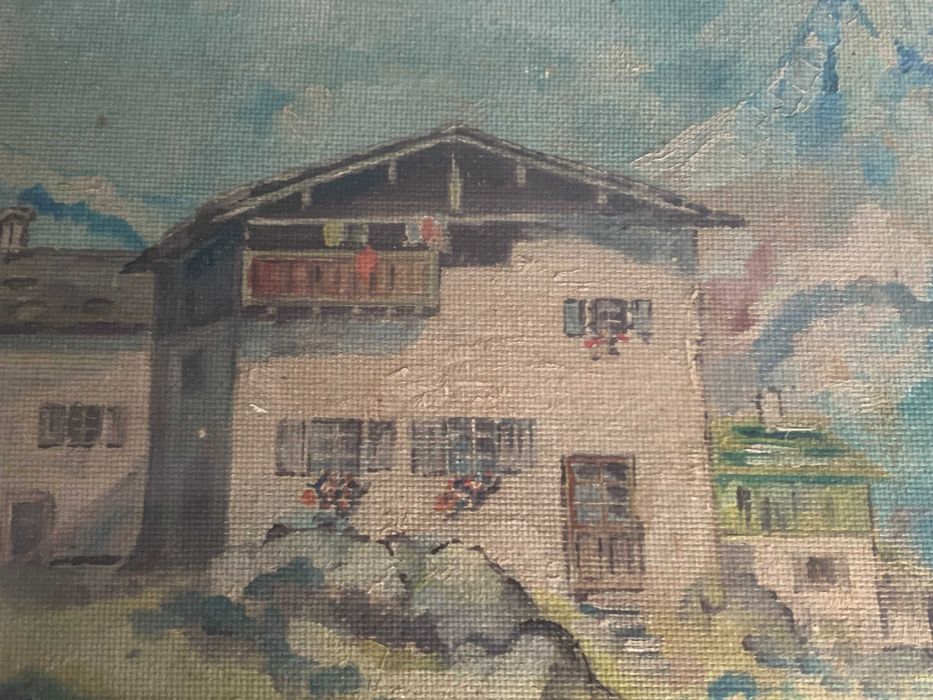 стара картина  планински пейзаж