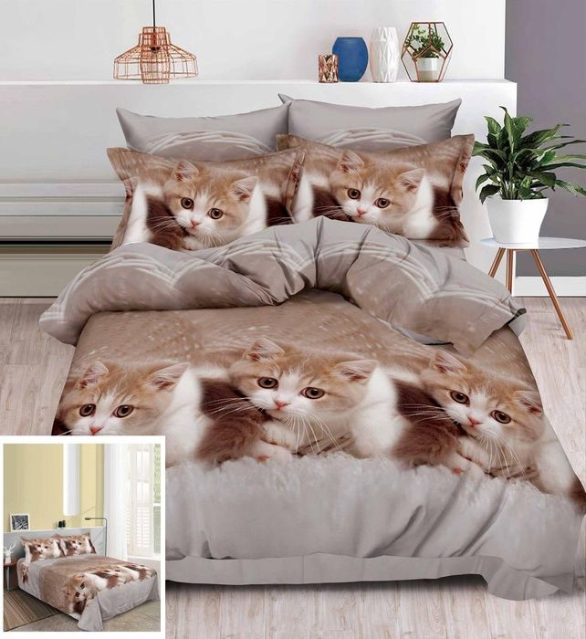 Lenjerie Pat 3D Nitro Sd001, Bumbac, 4 Piese, Fara Elastic, Imprimeu