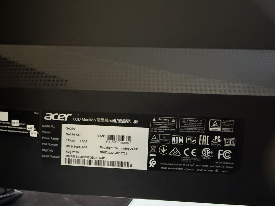 Монитор 27 Acer SA270 IPS Full HD 75 герц