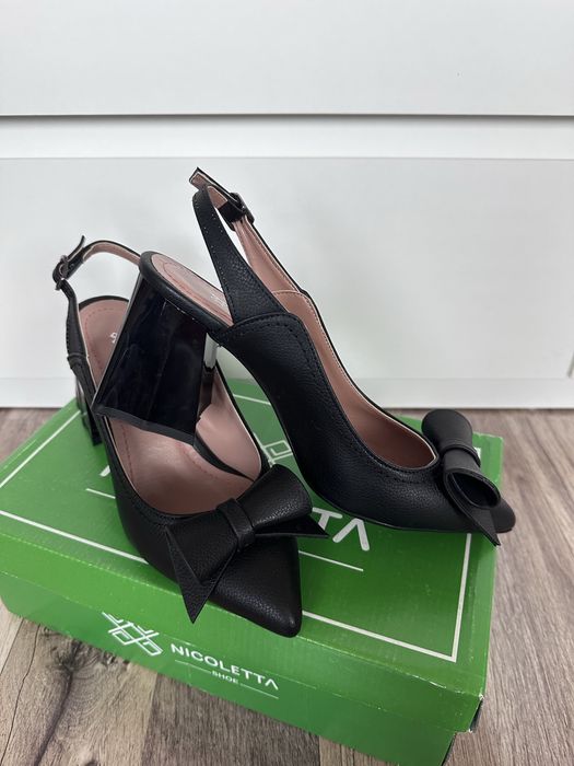 Pantofi damă decupați cu toc gros