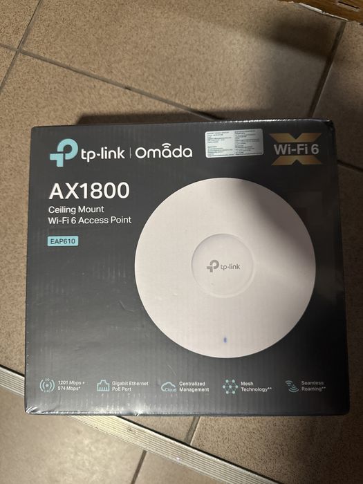 Access Point TP-Link EAP610 cu montare pe tavan, AX1800, Wi-Fi 6, Dual-Band Gigabit, 3 bucati sigilate.