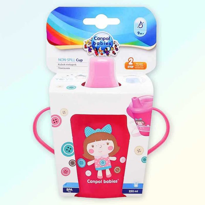Чаша за бебе против разливане 250 мл с лъжичка за хранене, Canpol