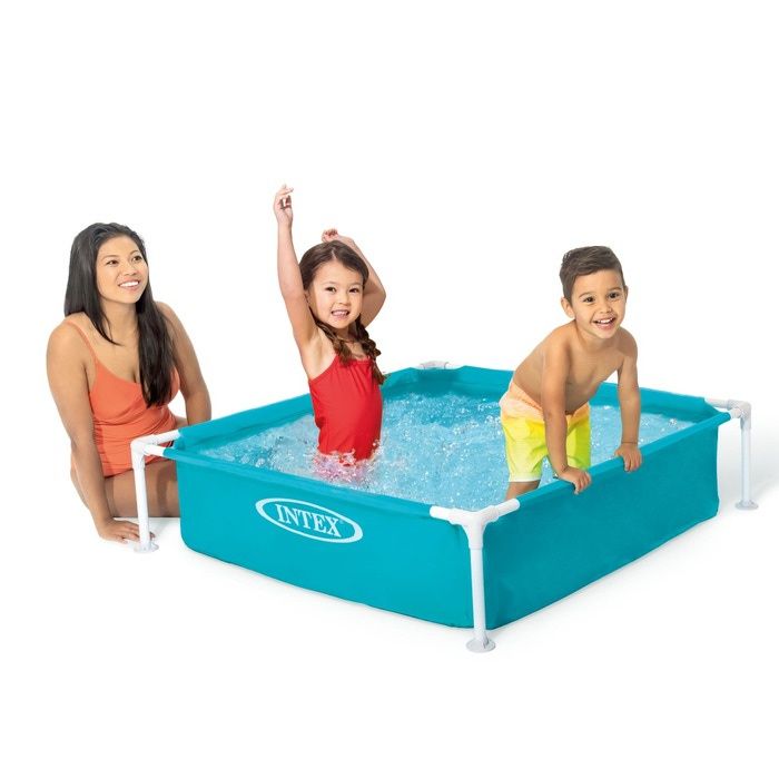 Piscina copii, cu cadru metalic Mini, patrata, 122 x 122 x 30 cm