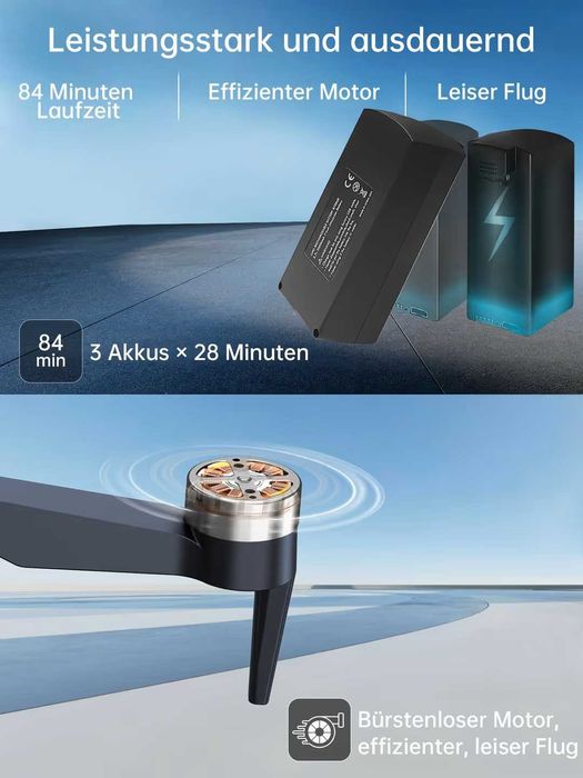 Drona performanta!! CHUBORY A77 - cameră 4K, 84 min zbor, 800 m rază urmărire automată, Wi‑Fi – (3 baterii)