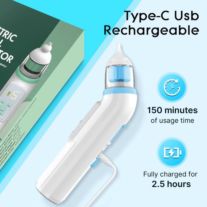 Електрически аспиратор за нос за бебе с 5 степени на засмукване