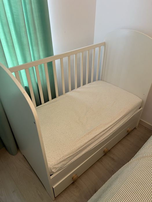 Patut de copii ikea + saltea Bebe tei