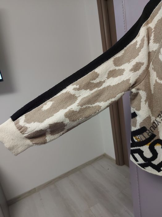 Cardigan/jachetă Monari, tricotată, cu gluga, mărimea XL, animal print