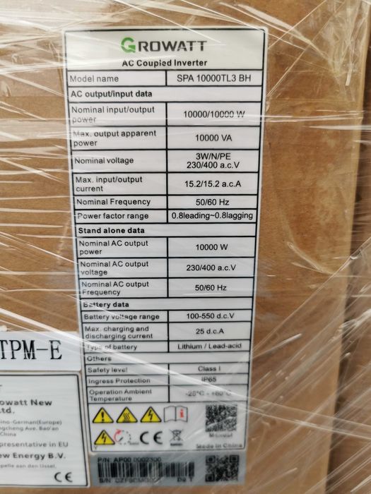 Growatt SPA 10000TL3 BH-UP 10kW 3HP трифазен хибриден инвертор