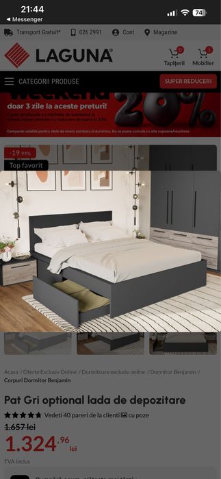 Vand pat 1,60 x 2,00 m