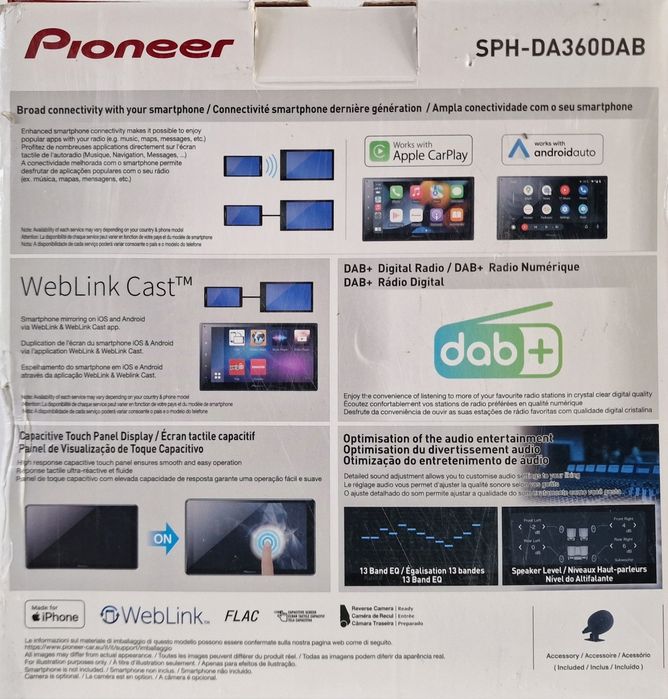 Player auto, Pioneer, SPH-DA360DAB 2 DIN, WiFi, Apple/Android, Negru