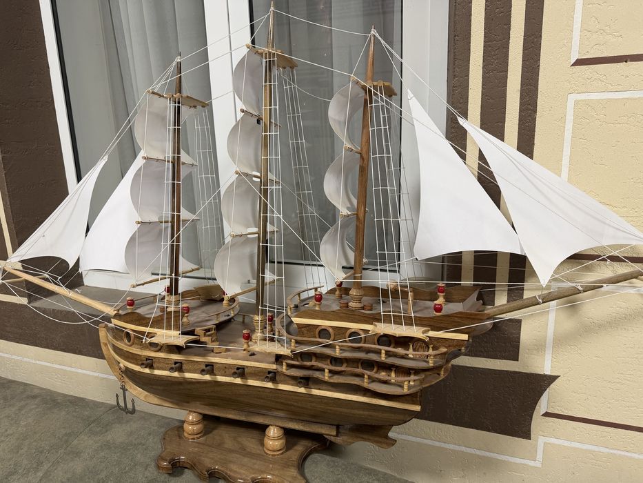 Декоративный деревянный корабль ручной работы для интерьера