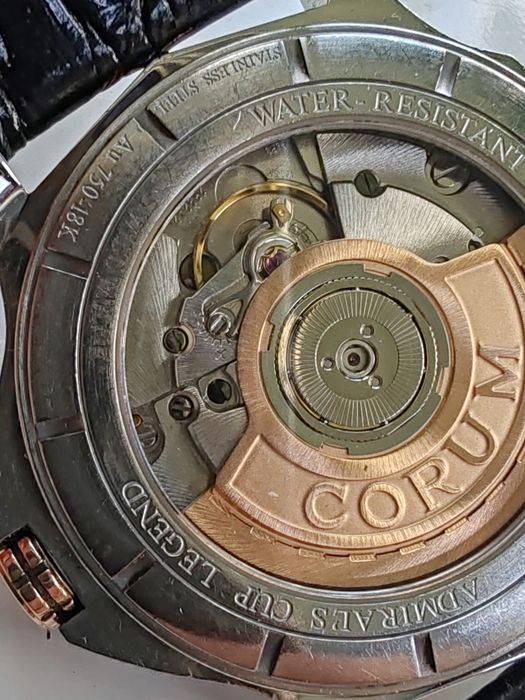 Ceas Corum Admiral Cup Aur-Otel Diamante Automatic 37 mm-Funcționează Impecabil!