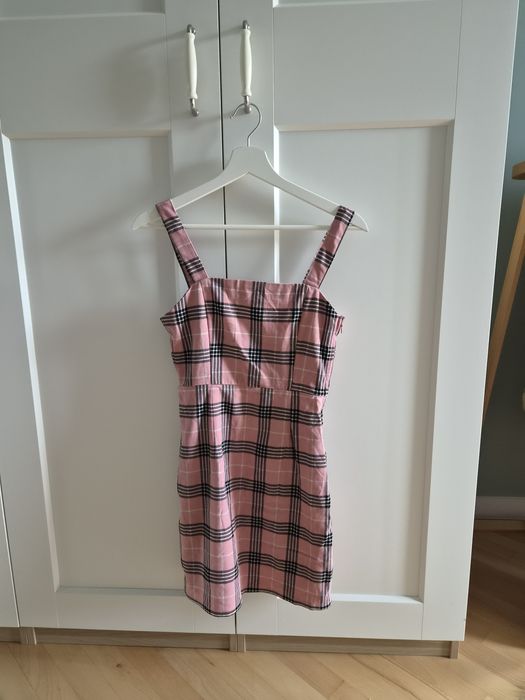 Розова карирана рокля H&M