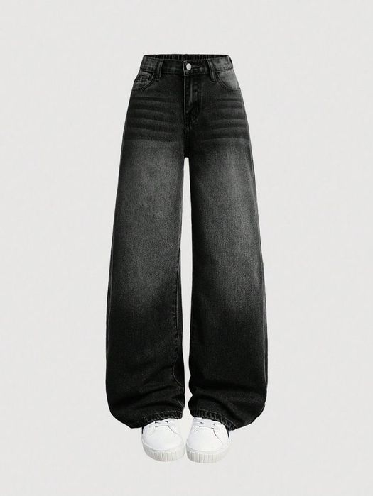 Чёрные бэгги джинсы