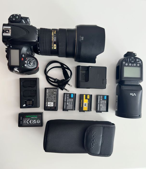 Професионален фотографски комплект: Nikon D800 с обектив 24-70mm f/2.8 и Godox светкавица