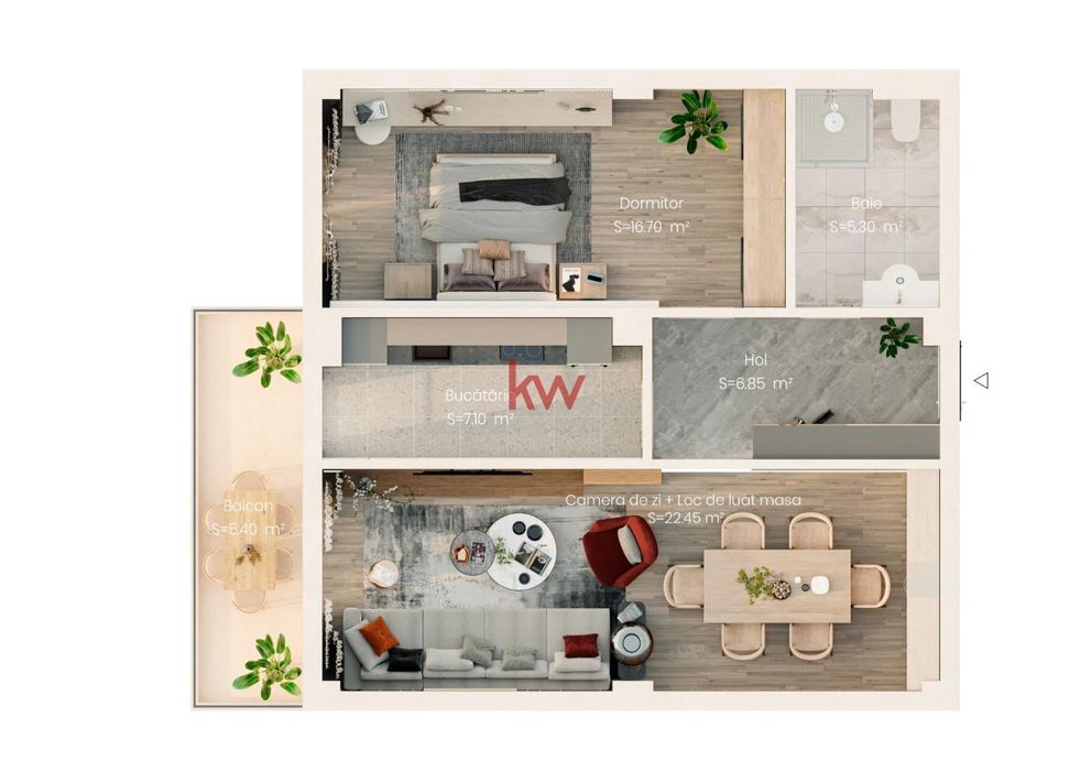 Apartament 2 camere 60 mp utili | Bloc nou | Parcare | 99.000€ | V