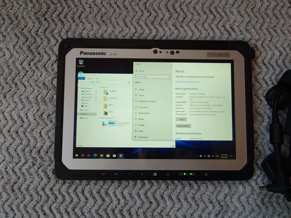 Panasonic CF20 intel I5-7Y57 8gb 256 GB  WLAN diagnoza,  - teste