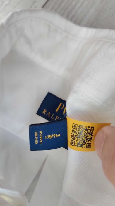 Нова бяла памучна мъжка риза  с дълъг ръкав POLO RALPH LAUREN р-р М - 175