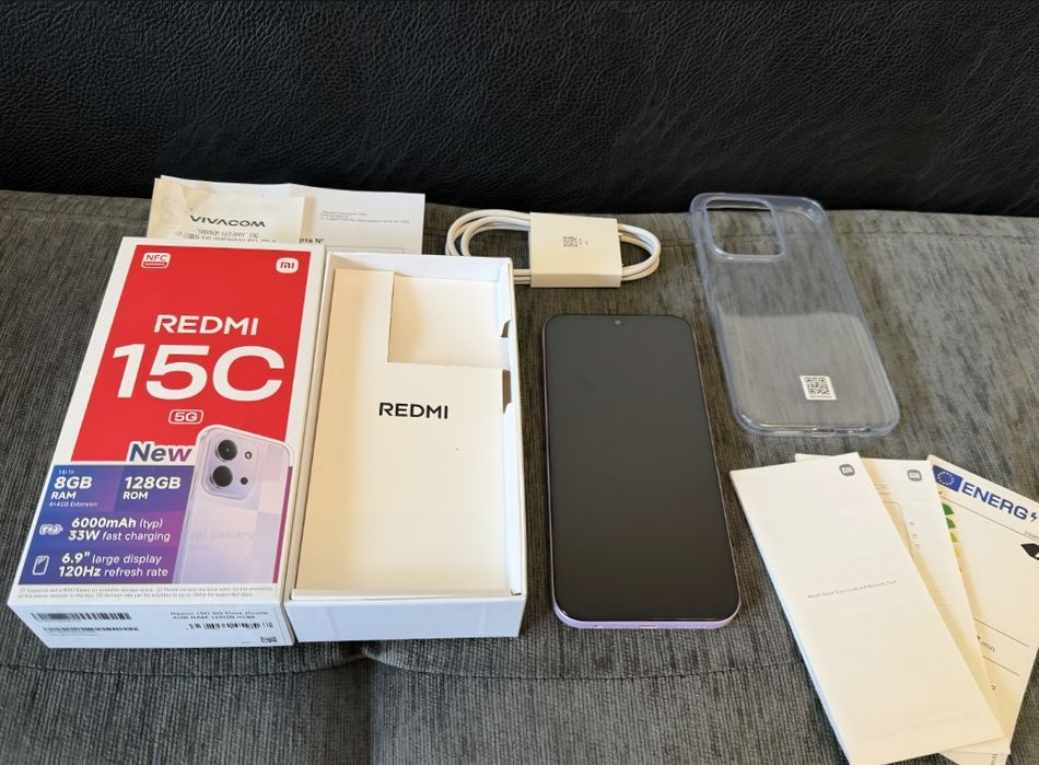 КАТО НОВ 128GB Xiaomi Redmi 15C Гаранция Vivacom 2028 г. Purple