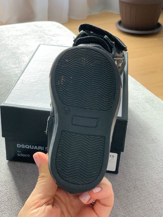 Tenisi Dsquared2 Junior din piele cu bandă cu siglă marimea 19