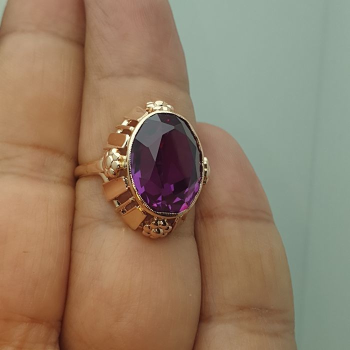 Ссср Рига завод Кольцо с Корунд Александритом 583пробы 18.5размер 7.53