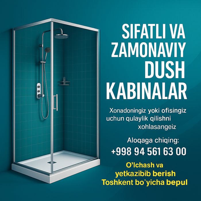 душевые кабины из закаленного стекла 10 мм Dush kabina kalyonniy oyna