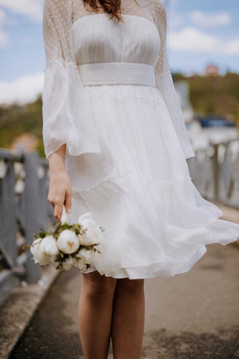 Rochie alba cununie civila Maia Ratiu