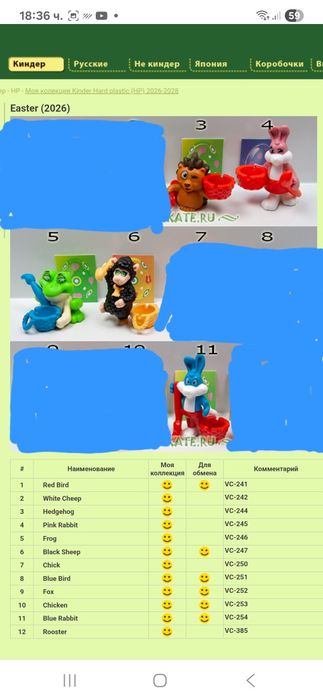 Фигурки от Kinder Surprise яйца