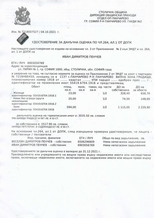 продажам парцел в Панчарево
