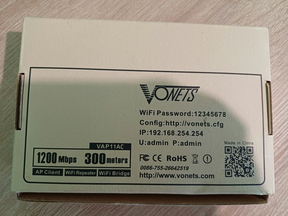 WiFi Repeater/Bridge Vonets VAP11AC