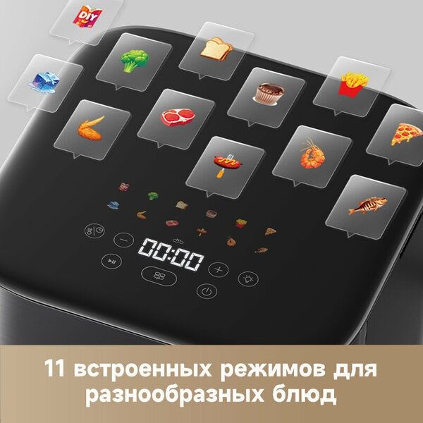 Аэрогриль VFF12A Trouver Air fryer FD10Pro RU, 1800 Вт, 6 л, черный
