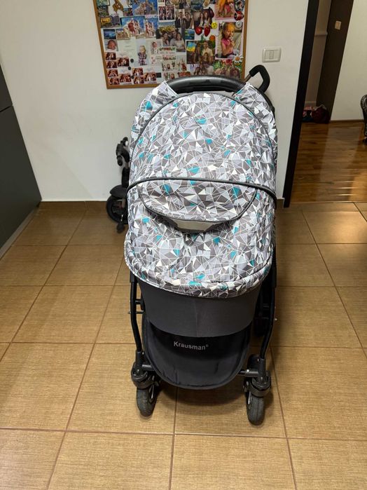 Vând Carucior Kraus 3 in 1 Clasic Grey Turqois utilizat