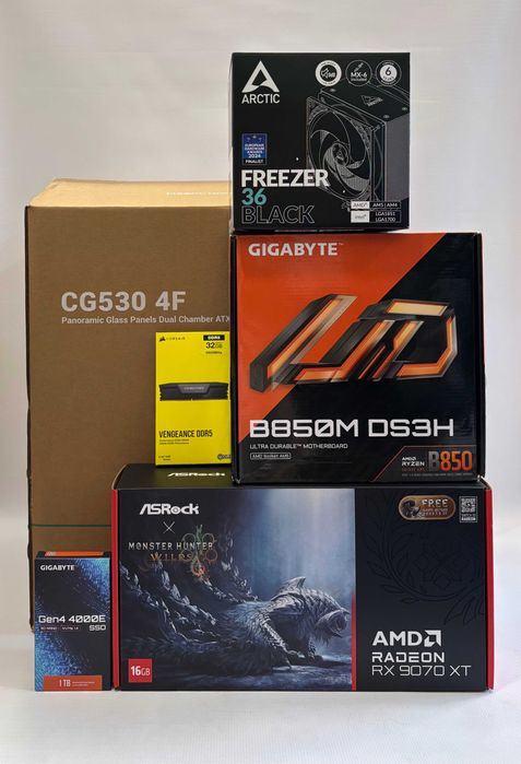 Геймърски компютър AMD Ryzen 7 8700F, RX 9070 XT 16GB, 32GB ram