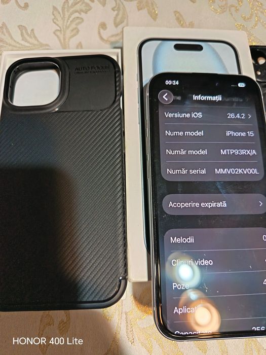Vând sau schimb iphone 15 256 de gb 83% sanatate baterie preț 1899